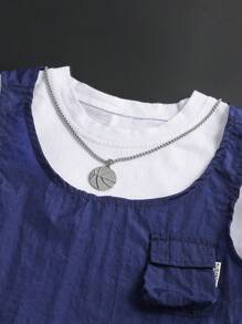 Jungen cooles Arbeitskleidung Westen- und Shorts Set, Frühlings- und Sommer tägliche Kleidung