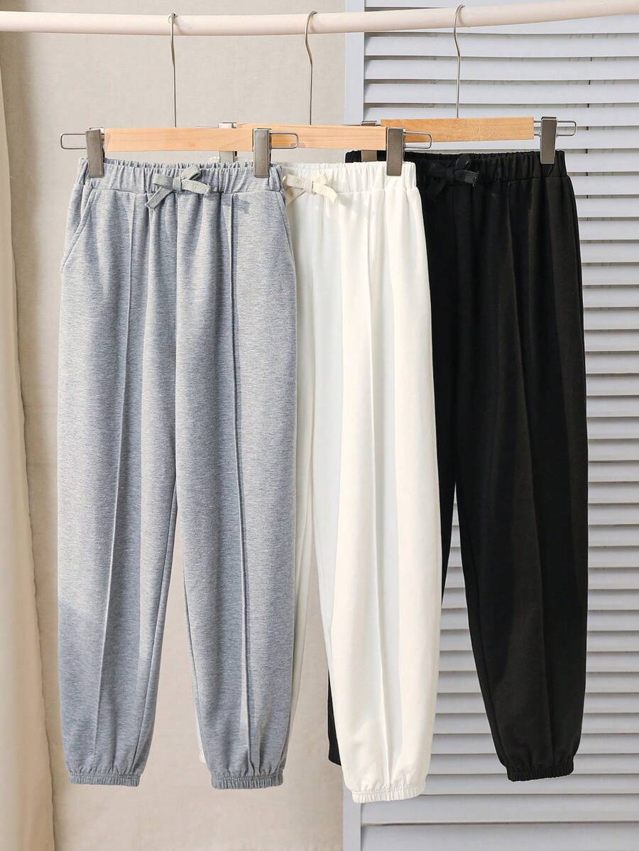 SHEIN 3pcs Tween Boy Casual Solid Color Jogger Pants Set - Multicolor - View 1