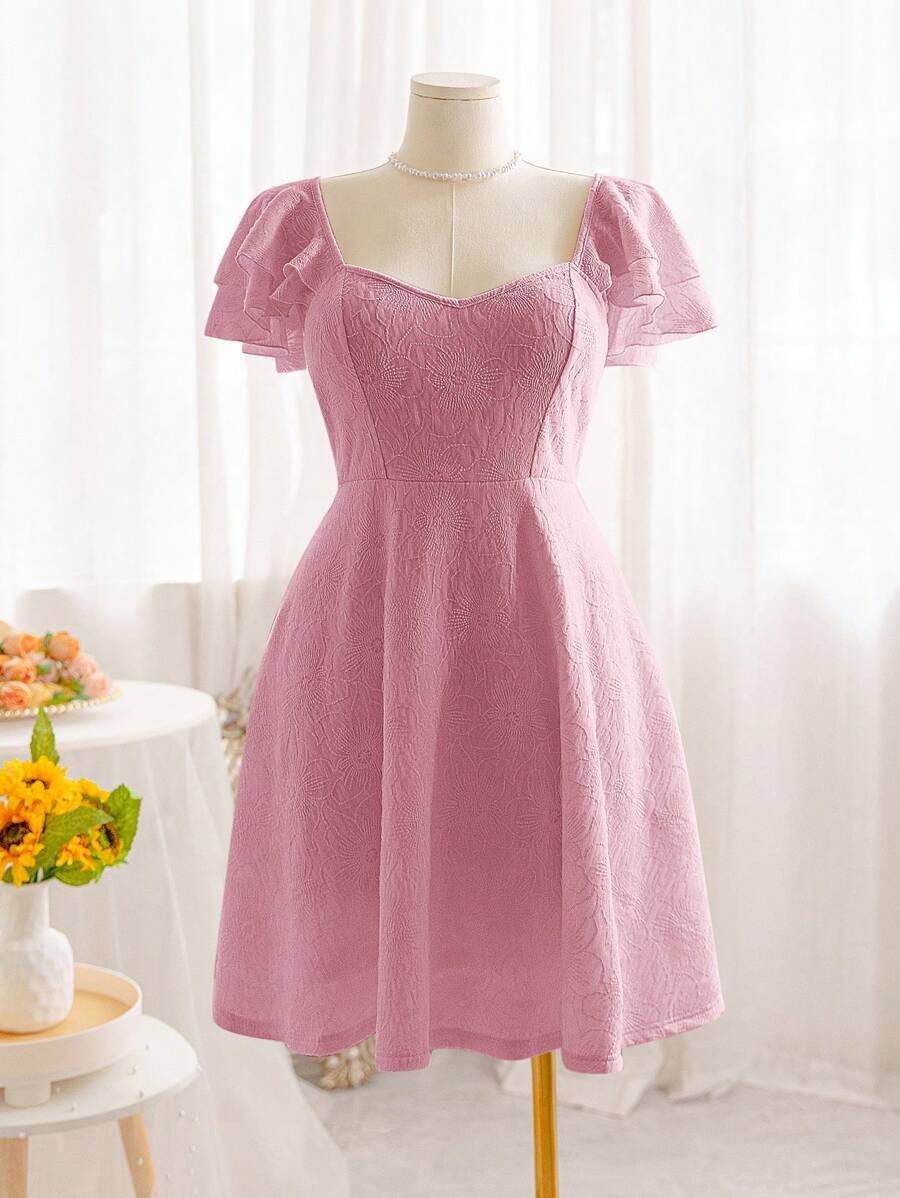 Soleia Váy dệt kim jacquard màu trơn cỡ lớn cho kỳ nghỉ dành cho nữ - Hồng - Xem 1
