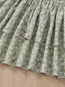 SHEIN Tween Girl Casual Comfortable Camisole Top & Floral Skirt Two-Piece Set