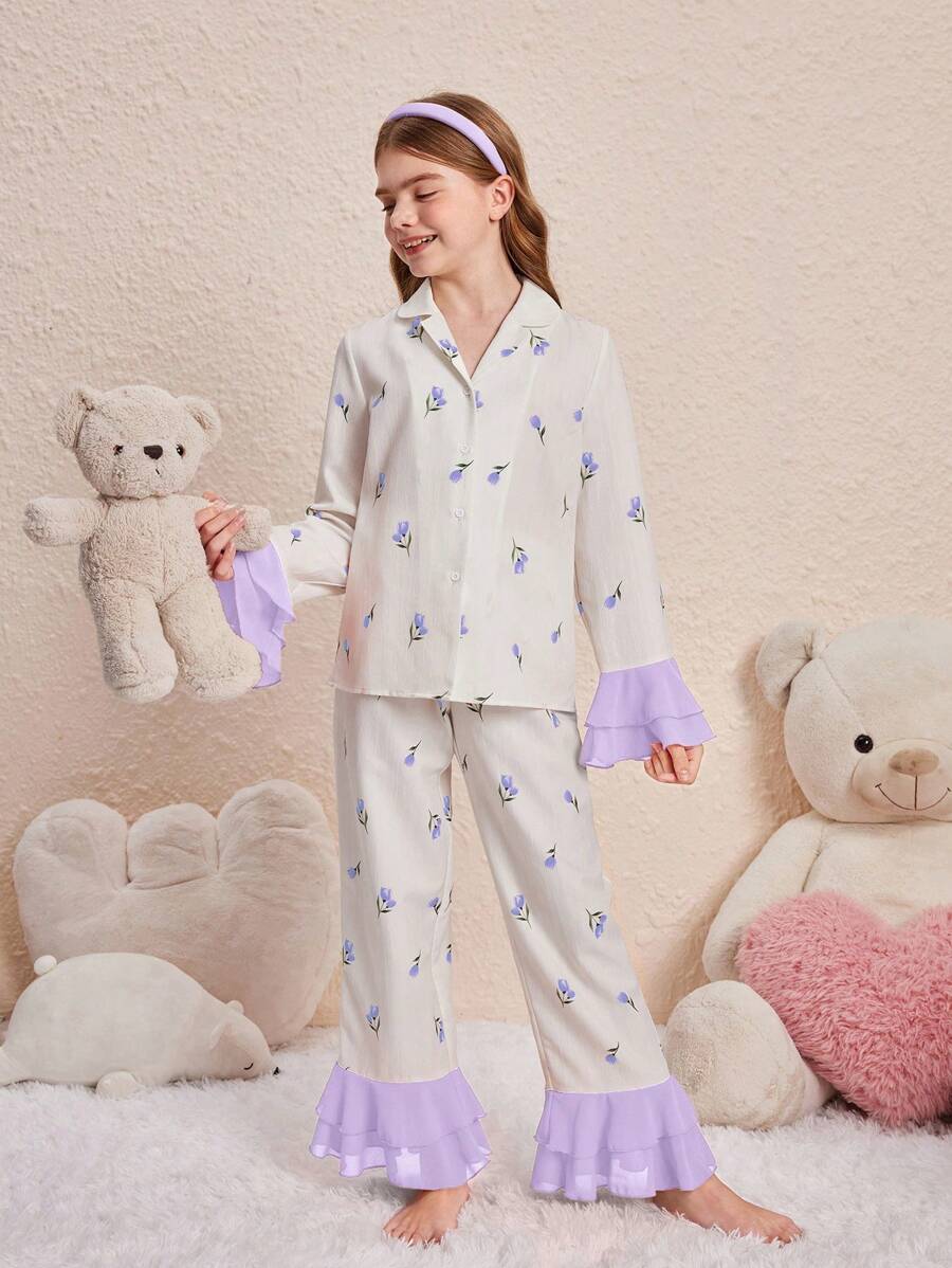 SHEIN Tween Girls Pyjamas - Mauve Purple - View 1