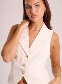 MUSERA Button Through Waist Coat Vacation Spring Summer Elegant