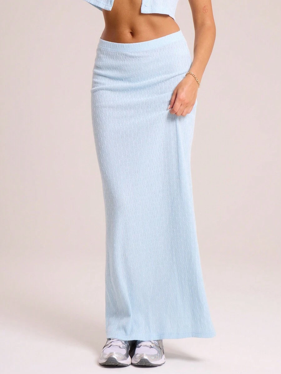 MUSERA Chân váy maxi ống cạp thấp, thanh lịch mùa hè, dễ thương, thích hợp cho các bữa tiệc, kỳ nghỉ, lễ Phục sinh. - Màu xanh lam - Xem 1