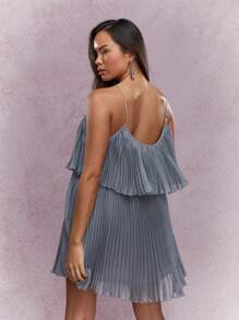 MISSGUIDED 波西米亚风层叠褶饰荷叶边吊带迷你连衣裙 - 灰色 - 查看 2