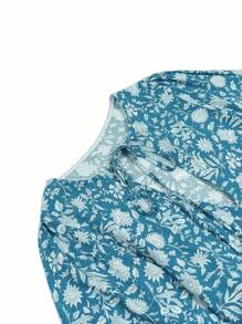 Eilly Bazar Women's Plus Size Boho Floral Print Lantern Sleeve Long Loose Vacation Dress, For Summer