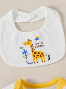 SHEIN 彩色嬰兒男孩禮物套裝，包括連體衣、圍兜和三角巾 - 彩色 - 查看 4