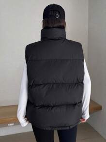 DAZY Women's Sleeveless Vest With Pockets, Black, Winter Women Clothes, Padded Coat Women