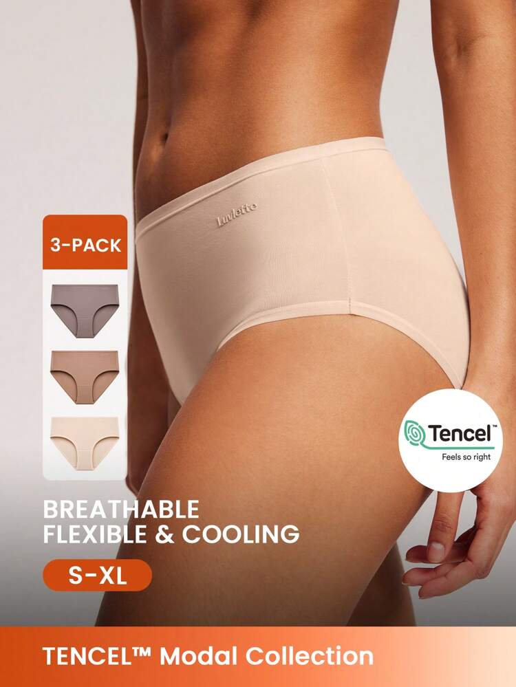 3-Pack High Rise ™ Modal Basic Briefs Women Underwear Panties Set-Earthy Comfort Also Suitable For Teen Girl & Young & Kid