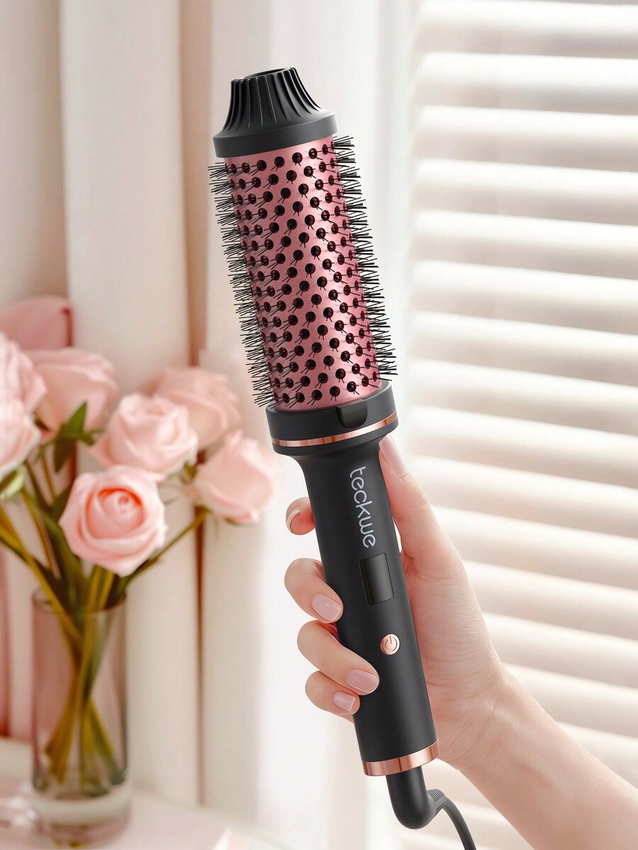 Teckwe Heated Curling Brush,3IN1 Curling Iron Brush,Thermal Brush,LCD