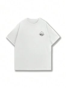 GAWX Áo thun tay ngắn họa tiết hoạt hình thường ngày mùa hè dành cho nam, 100% Cotton - trắng - Xem 2