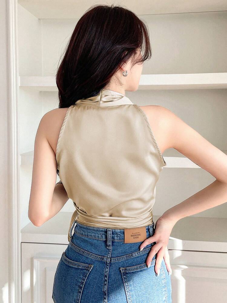 Women's Plain And Simple Open Shoulder Pleated Blouse For Daily Wear Tank Tops,Crop Tops Women Going Out Tops