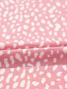 Cheetah Print Crew Neck Short Sleeve T Shirt - Pink - View 8