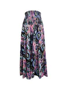Gonna Lunga Elegante Con Stampa Floreale Per Donna Per Le Vacanze - Viola - Visualizzare 3