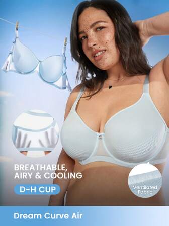 LUVLETTE Plus Dream Curve Air 全覆盖透气透明网眼垫杯蓝色基本款清爽舒适迷你文胸