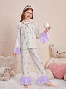 SHEIN Tween Girls Pyjamas - Mauve Purple - View 5