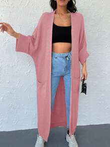 RueChic 雙口袋蝙蝠袖開襟開衫 - 粉色 - 查看 1