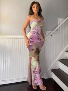 Firerie Vestido ceñido elegante con cintura anudada y encaje entretejido para mujeres en verano