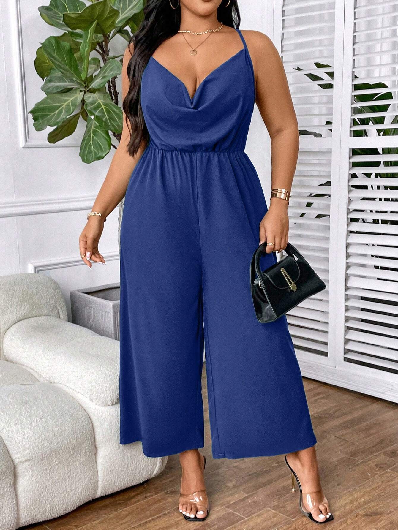 SHEIN Relaxiva Taglie Forti Abi con spalle scoperte dettaglio O-ring