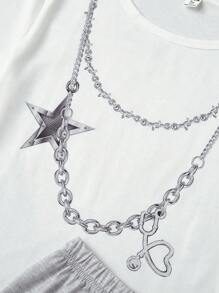 Teenage Boys' White Chain Short Sleeve Top And Shorts Set, Casual Home Outfit - Multicolor - View 4