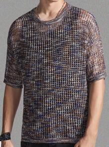 Claim Dot ملابس علوية رجالي مصمم بأكمام قصيرة مثقوبة ومنسوجة بنمط جديد - متعدد الألوان - مشاهدة 1