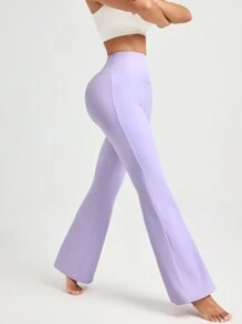 Lifespree Women's Solid Color High Waist Flared Yoga Pants