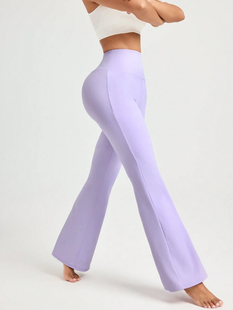 Lifespree Women's Solid Color High Waist Flared Yoga Pants