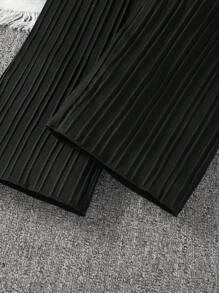 SHEIN Genkimix Kids Young Girls' Solid Color Simple Daily Pants - Black - View 3