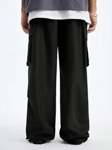 Manfinity VCAY Men's Wide-Leg Loose Fit Jogger Cargo Pants - Black - View 5