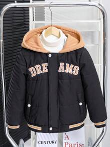 Tween Boy Sports Baseball Padded Coat Hooded 2 In 1 Padded Coat - Black - View 6