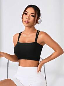 SHEIN Velisys Sport BH Tank Top für Damen in einfacher einfarbiger Farbe für den täglichen Gebrauch - Verschiedenfarbig - Übersicht 6