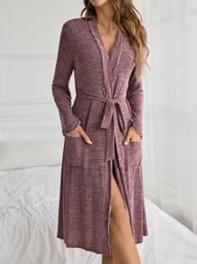 Comfortable Floral Grey Fabric Women's Bathrobe PerfectSummer