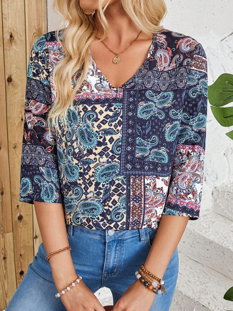 Women's Holiday Leisure Paisley Printed Shirt
