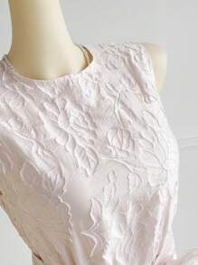 Modelyn Damska letnia elegancka sukienka z okrągłym dekoltem i paskiem, w jednolitym kolorze