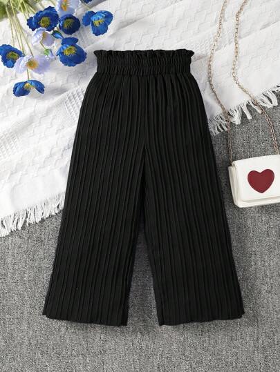 SHEIN Genkimix Kids 女童純色簡約日常長褲 秋季