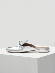 MOTF PREMIUM AND FASHIONABLE WOMEN METAL-LIKE FABRIC SQUARE-TOED FLAT SHOES