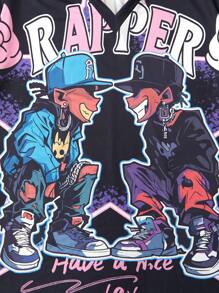 Teenage Boys' Stylish V-Neck Printed Polo Shirt