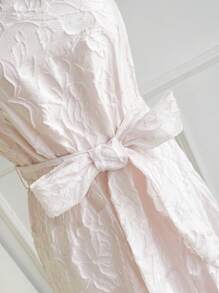 Modelyn Damska letnia elegancka sukienka z okrągłym dekoltem i paskiem, w jednolitym kolorze