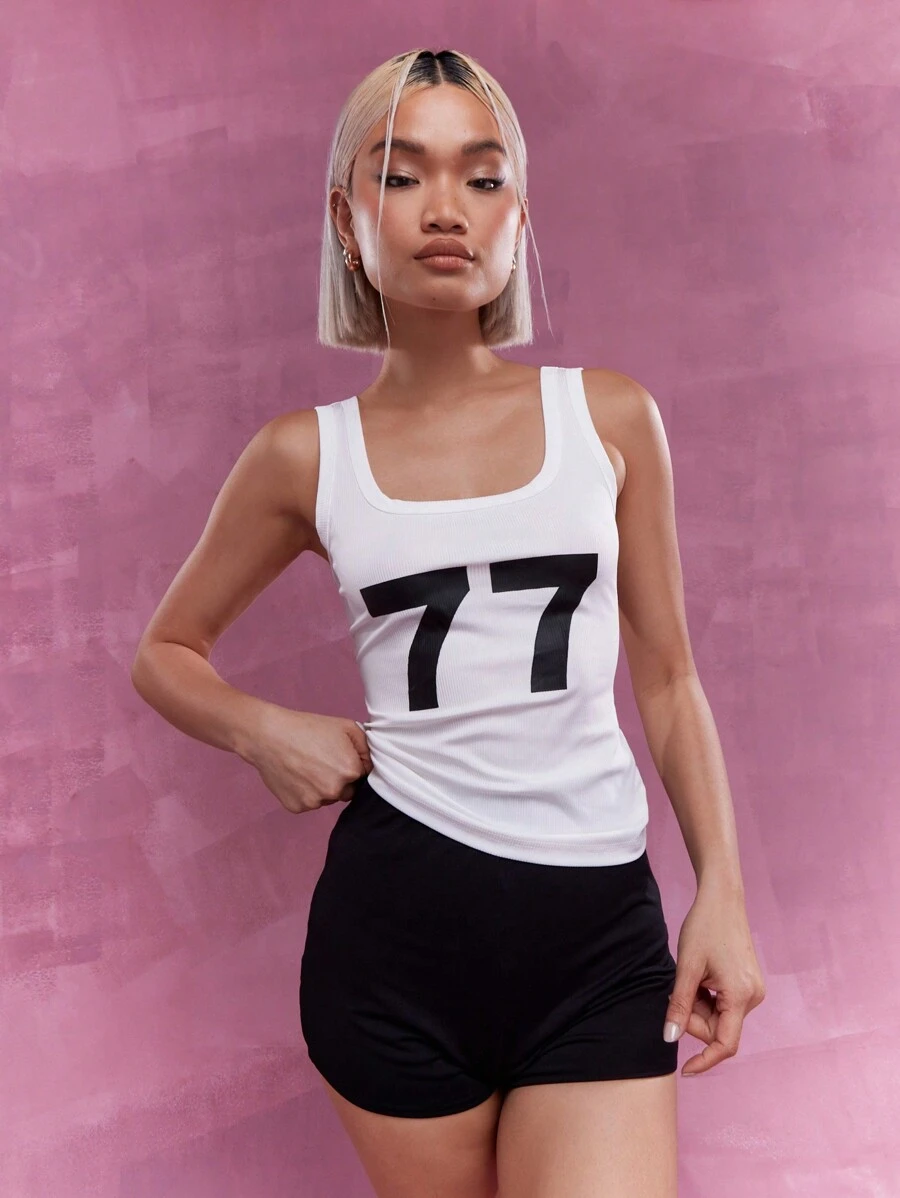 MISSGUIDED Топ-безрукавка с ребристой вышивкой - Белый - Посмотреть 1