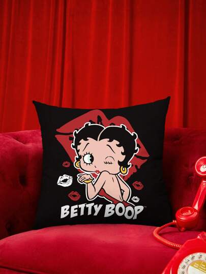 Betty Boop | ROMWE Cartoon Characters And Letter Printed Double-Sided Flannel Pillowcase