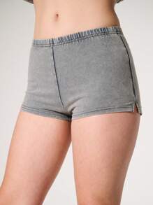 WESTFADE Premium Stretch Washed Cotton Micro Shorts - Light Grey - View 3