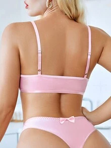Brasier elástico cómodo brillante sin cables para mujer - Rosa - Ver 2