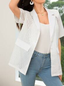 Seusyu Women's Translucent Simple Short Sleeve Regular Jacket For Daily Wear - White - View 1