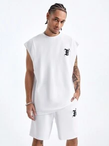 Manfinity VCAY Locker Gestricktes Tanktop-set Für Herren Mit Englischem Und Sternförmigem Aufdruck