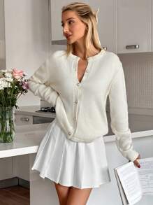 EURMUSE Cardigan With Gold Buttons Elegant - Apricot - View 4