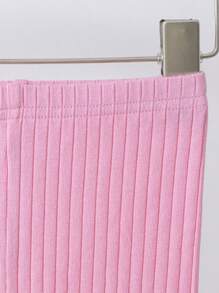 SHEIN Baby Girl 5pcs Knitted Solid Color Elastic Waist Shorts Set, Casual - Light Grey - View 9