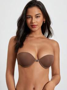 Snug Zone 素色抹胸鋼圈胸罩 - 巧克力棕 - 查看 5