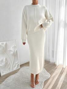 EURMUSE Women Knitwear Co-Ord Set - Beige - View 7