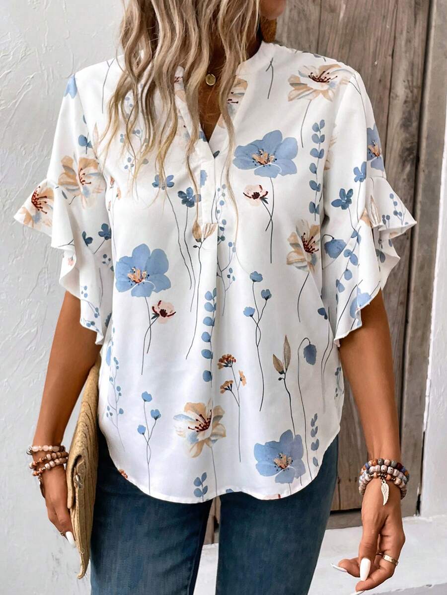 SHEIN LUNE 女款隨機印花簡約日常襯衫 - 彩色 - 查看 1