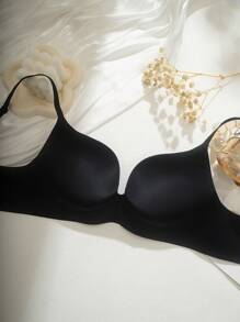 حمالة صدر لاسلكية ذات ملمس أملس مبطنة بخفة للصدر الصغير، رافعة للصدر - الأسود - مشاهدة 2