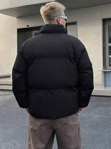 DAZY Men's Front Open Cardigan Jacket, Padded Coat Winter - Black - View 2